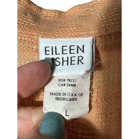 Eileen Fisher 100% Irish Linen Shirt Large Blouse Top Lagenlook Peach #L3-7 - Picture 2 of 7